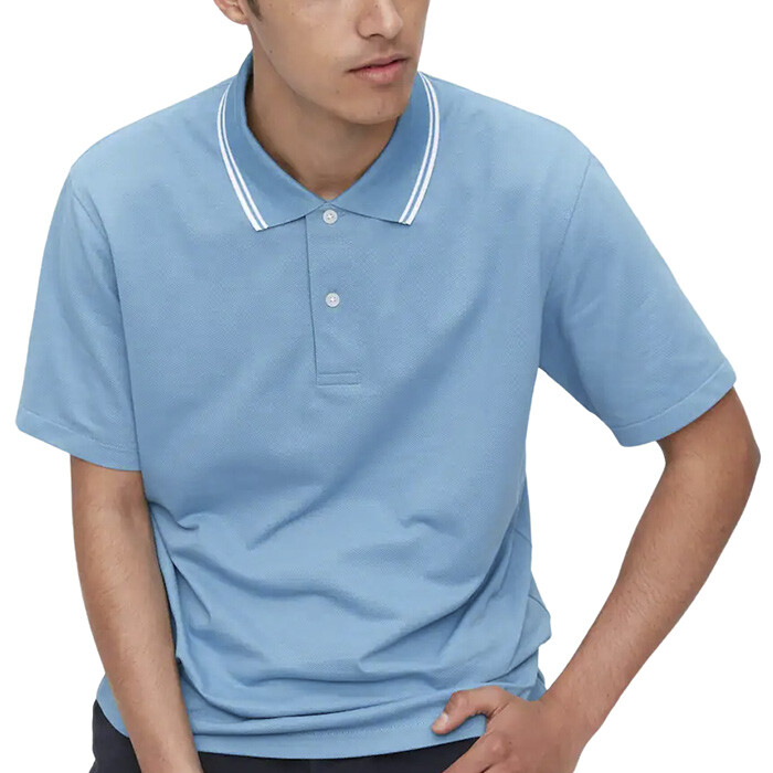 

Рубашка-поло Uniqlo Dry Pique Contrast Tip, синий