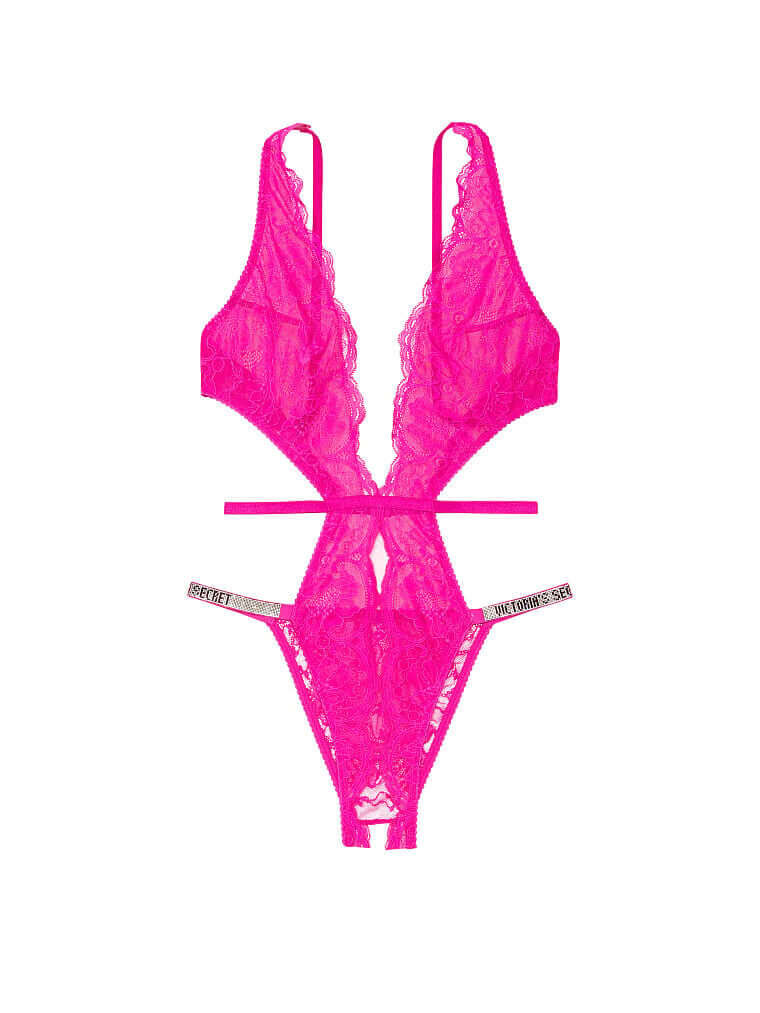 

Боди Victoria's Secret Very Sexy Shine Strap Lace Crotchless Teddy, розовый