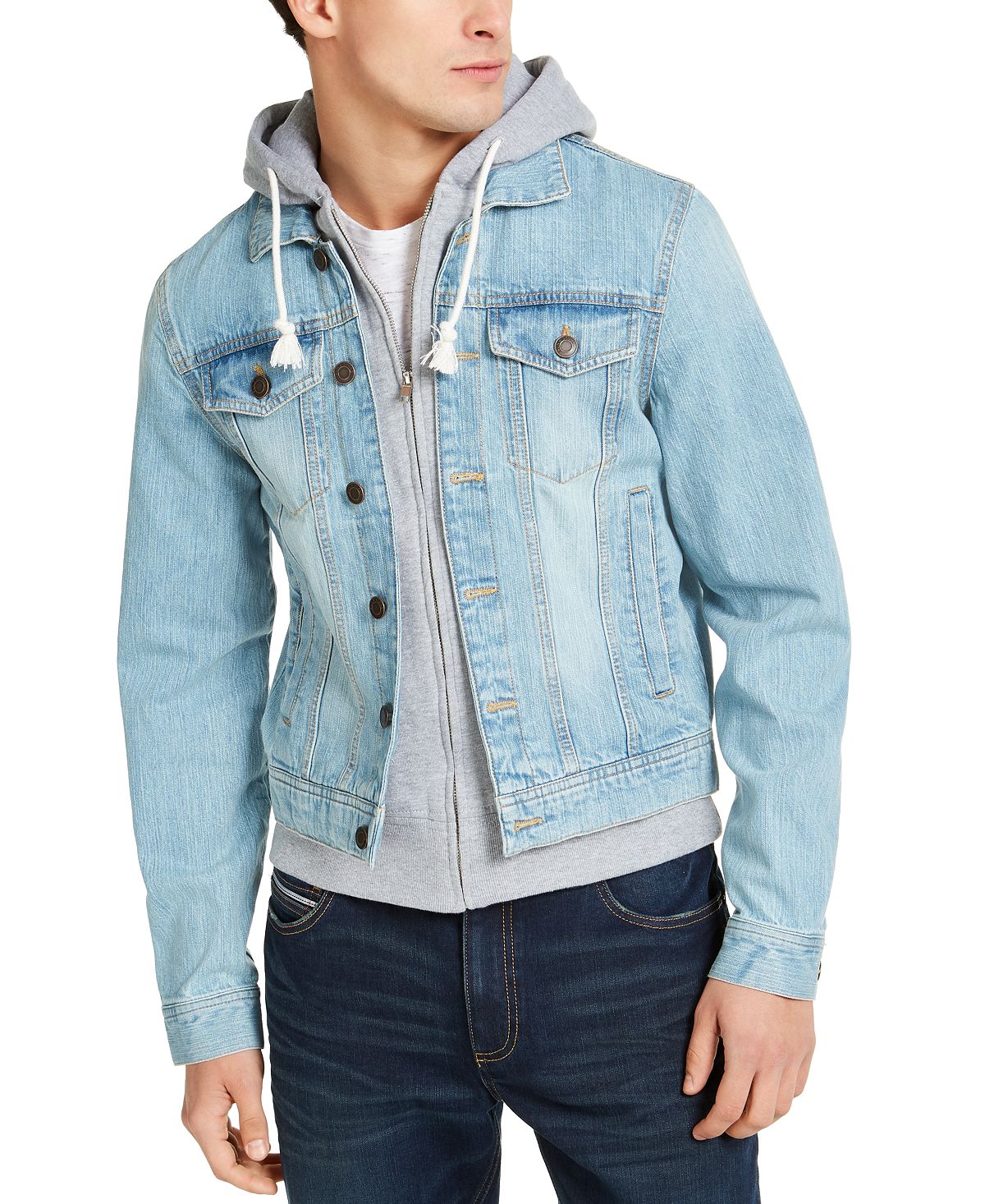 цена Мужская джинсовая куртка phoenix trucker с капюшоном, созданная для macy's Sun + Stone, мульти
