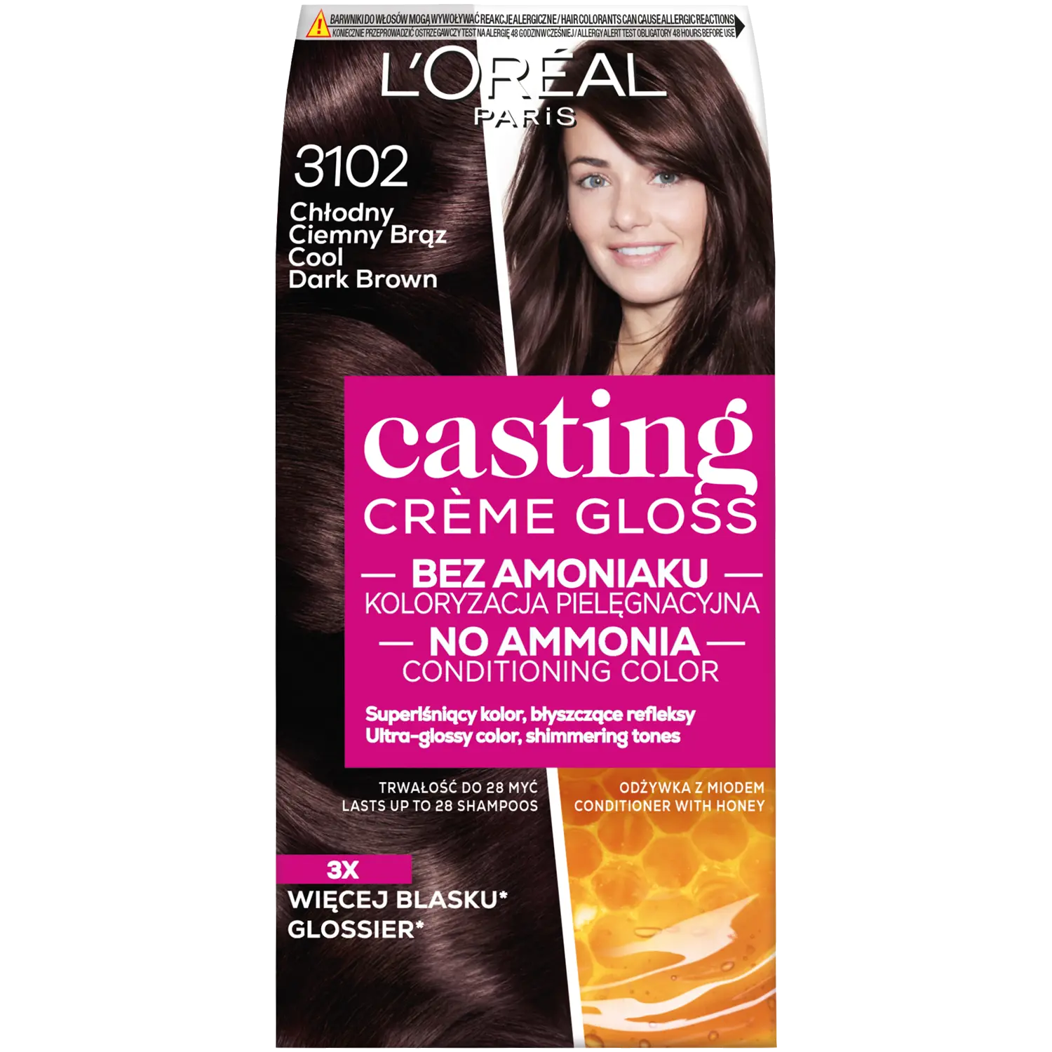 

L'Oréal Paris Creme Gloss краска для волос 3102 холодный темно-русый, 1 упаковка