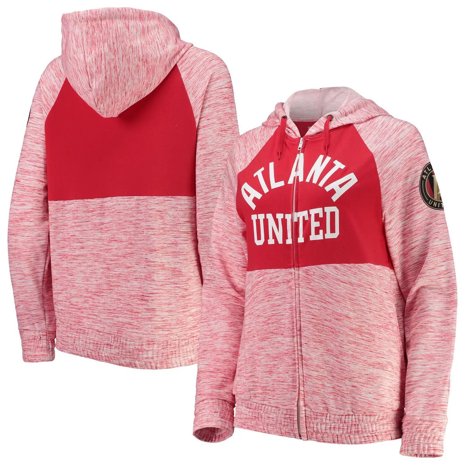 

Женская толстовка с молнией во всю длину 5th & Ocean от New Era Red Atlanta United FC Space Dye New Era