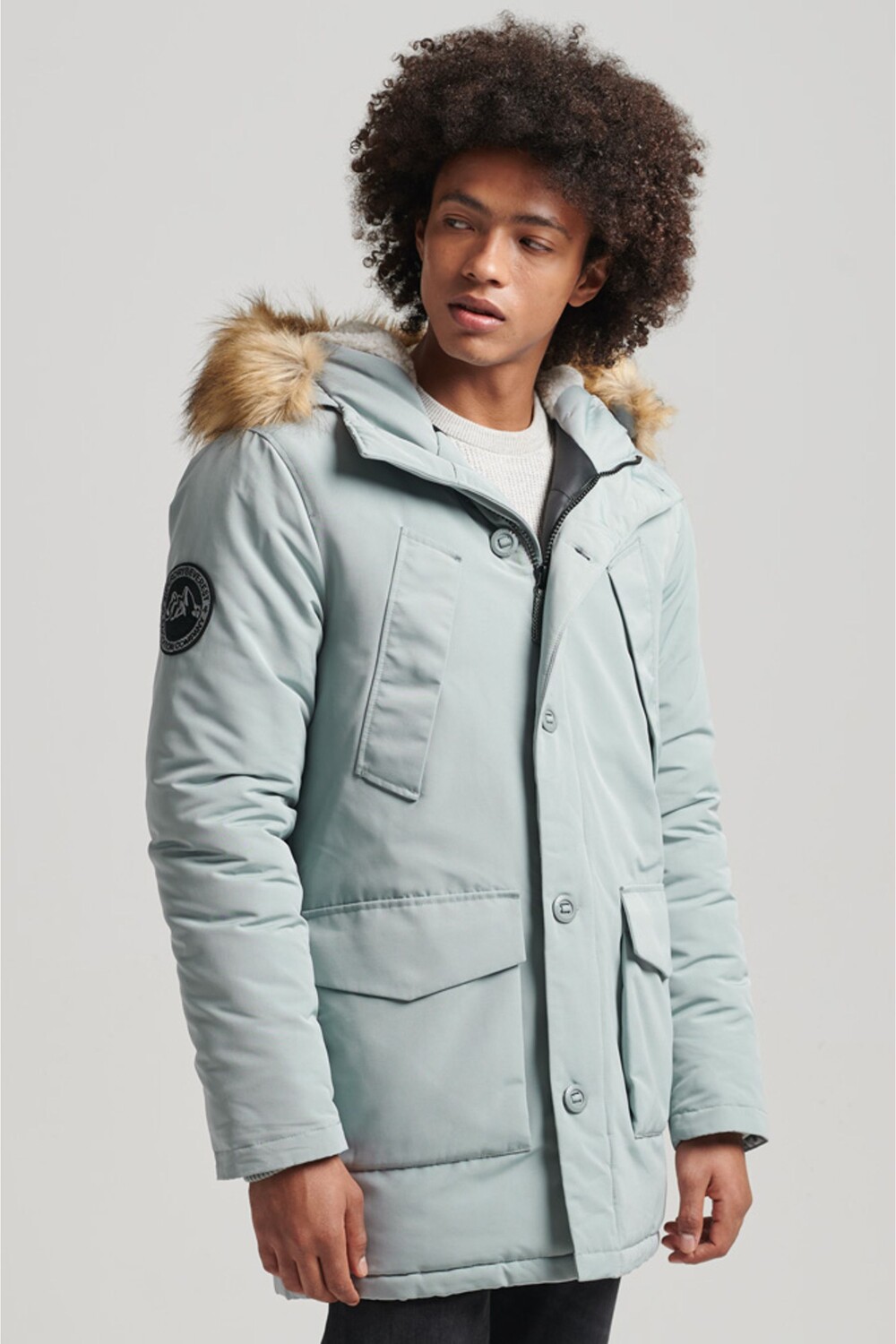 

Парка Everest с капюшоном и искусственным мехом Superdry, синий