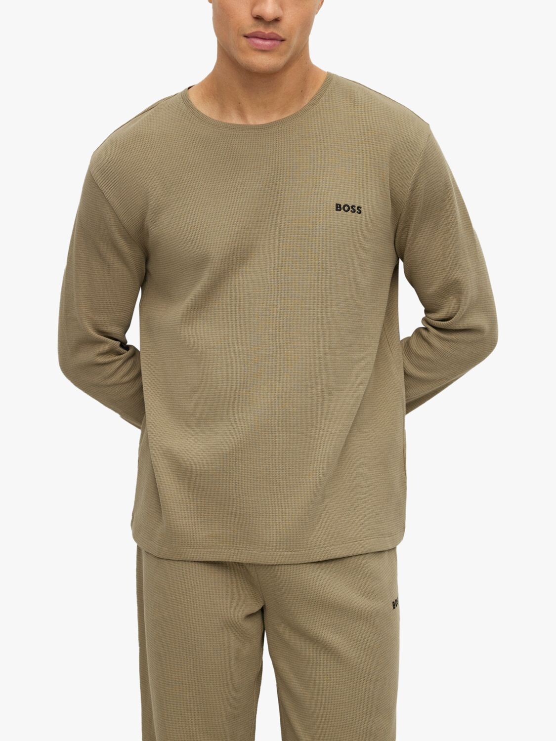 

BOSS Вафельный топ для отдыха с длинными рукавами HUGO BOSS, светлый/пастельный зеленый