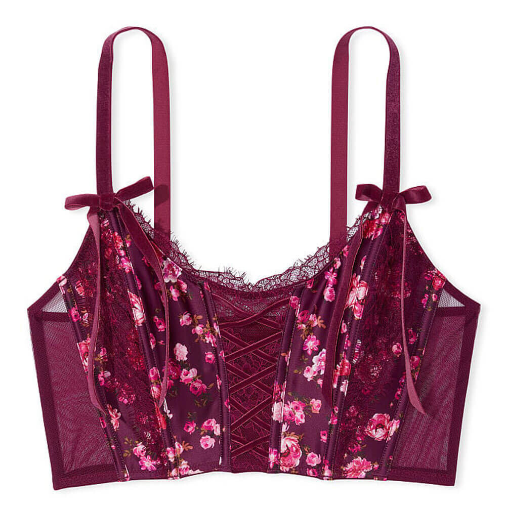 

Корсетный топ Victoria's Secret Dream Angels Unlined Lace-Up, бордовый