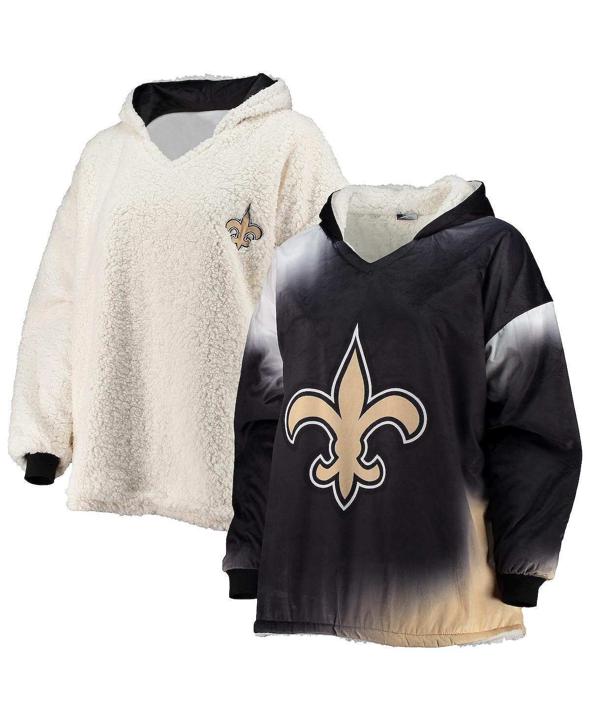 

Мужская и женская черная двусторонняя худи new orleans saints sherpa hoodeez FOCO, черный
