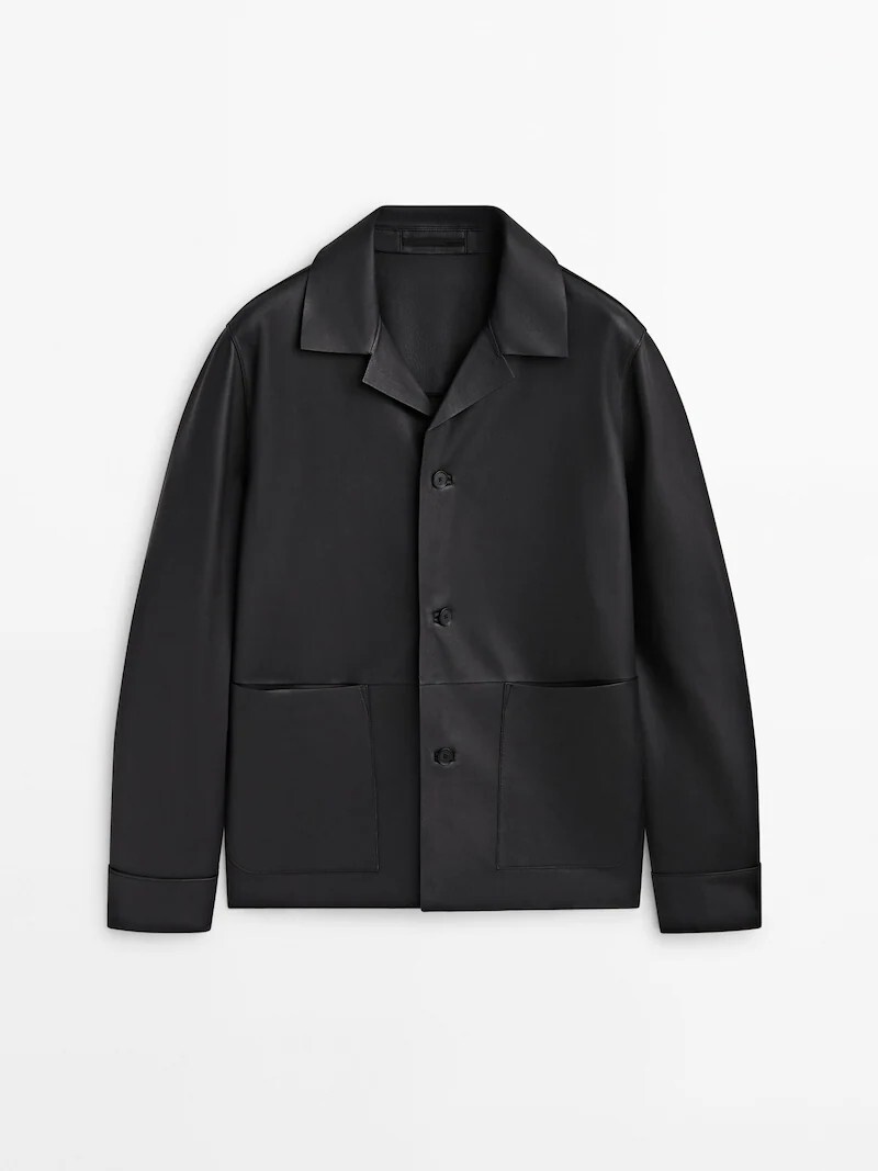 

Рубашка из кожи Massimo Dutti, черный