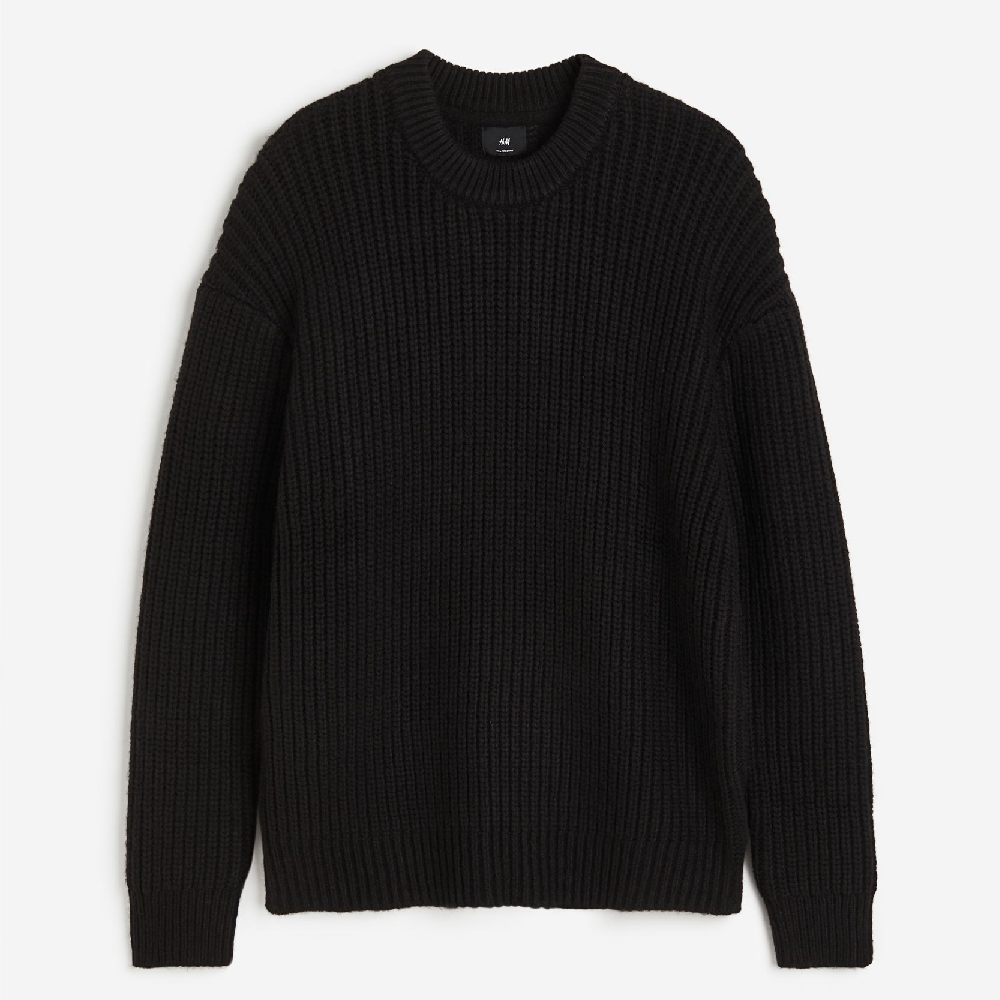 цена Свитер H&M Loose Fit Rib-knit, черный
