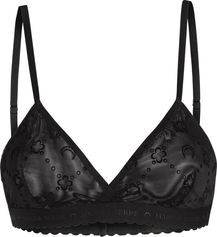 

Бюстгальтер Marine Serre Moonogram Flocked Mesh Bra 'Black On Black', черный