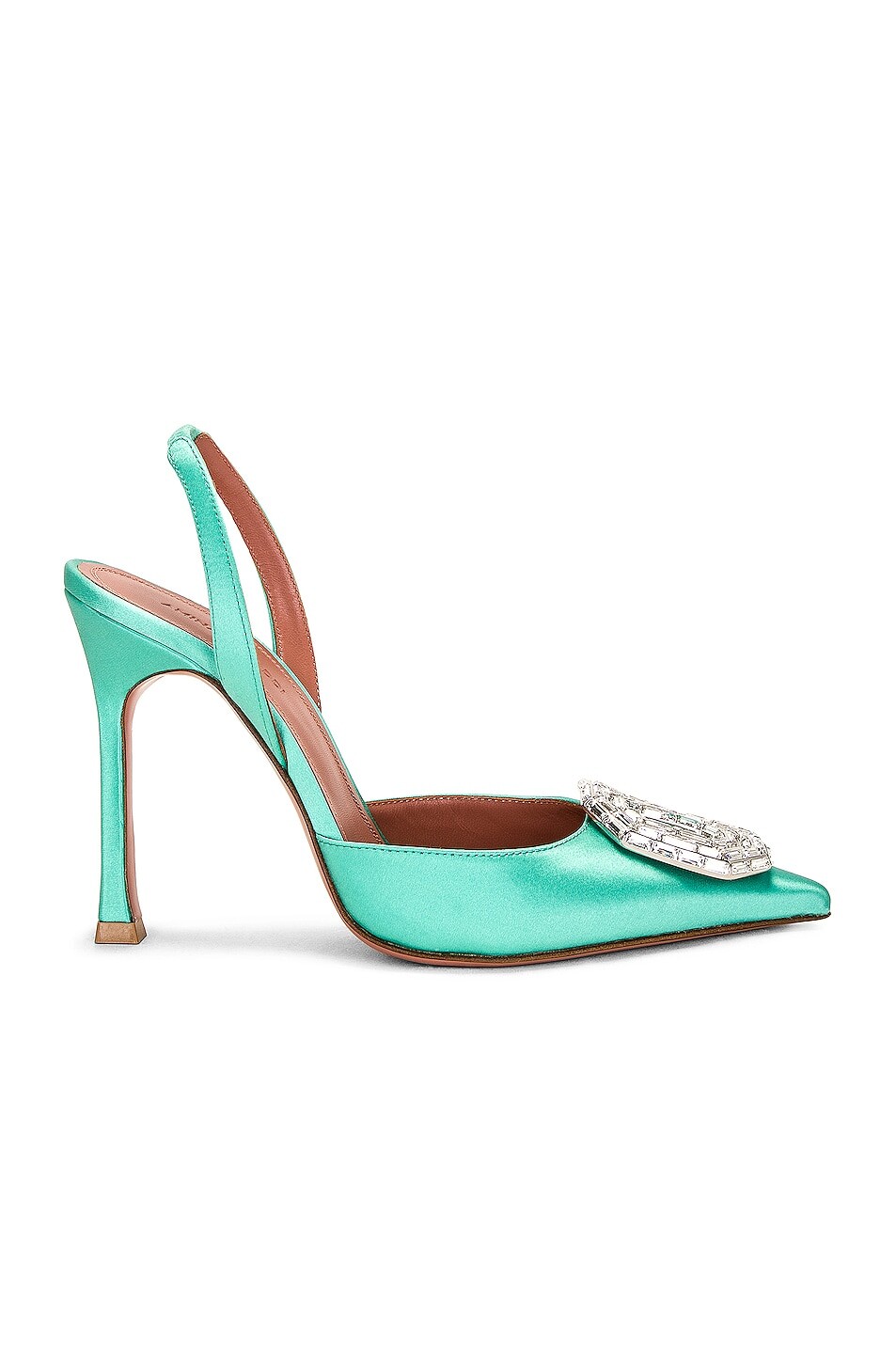 

Туфли Amina Muaddi Camelia Satin 105 Sling, цвет Caribbean