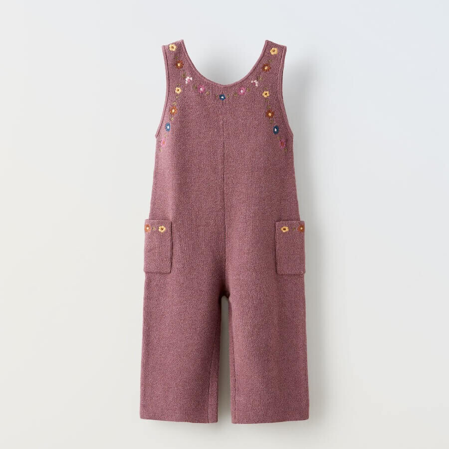 

Комбинезон Zara Embroidered Knit, темно-розовый