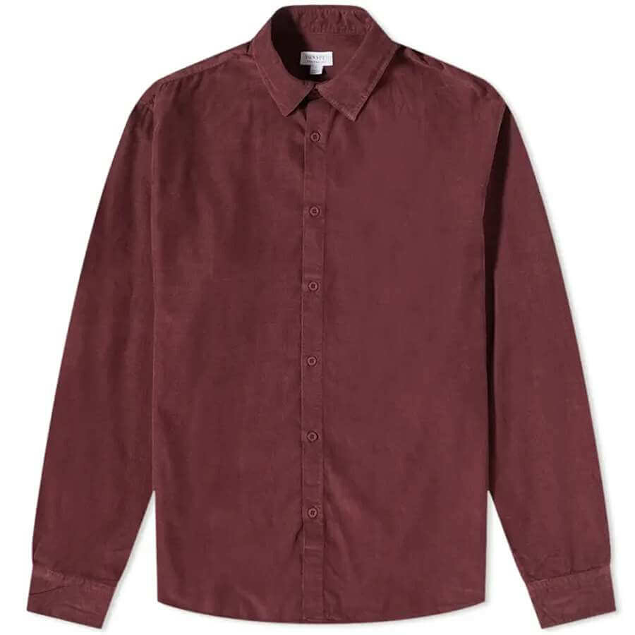 

Рубашка Sunspel Corduroy Button Down, темно-бардовый