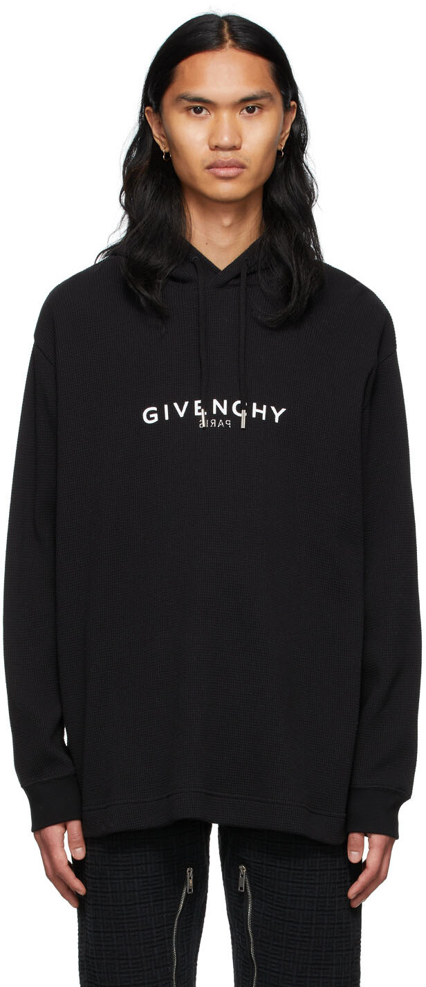 

Черный худи с вывернутым вафельным логотипом Givenchy