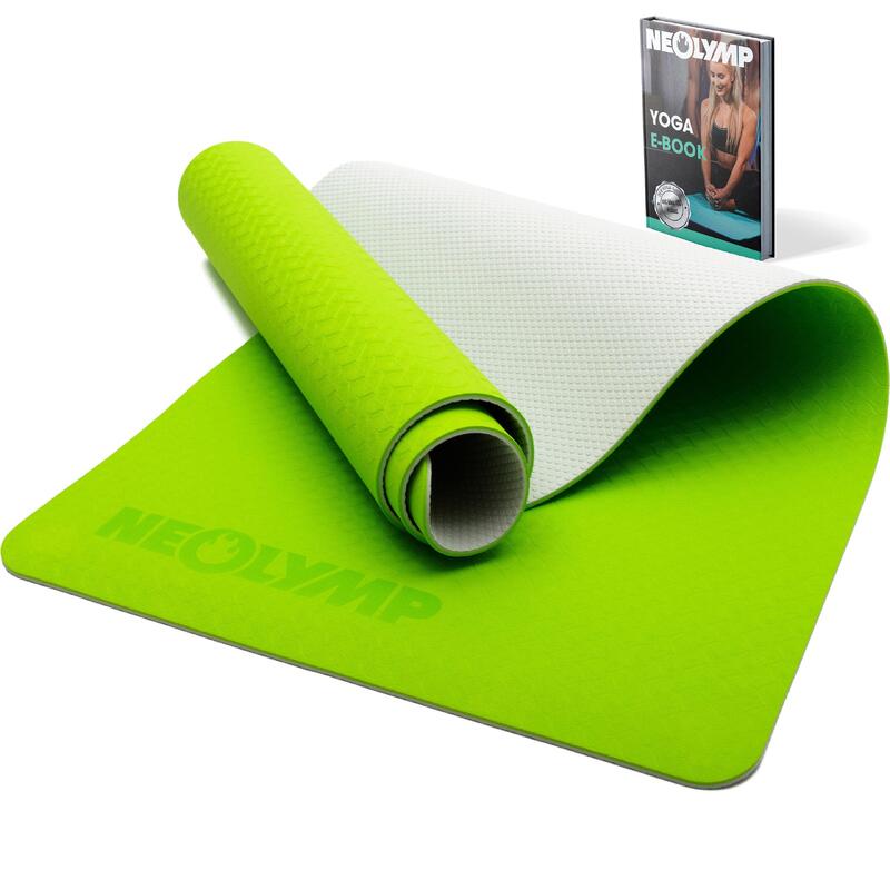 Коврик для йоги салатового цвета - спортивный коврик, коврик для фитнеса, коврик для пилатеса NEOLYMP, цвет gruen