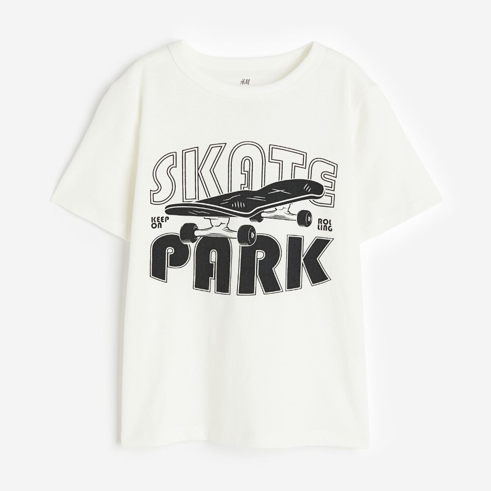 

Футболка H&M Kids Printed Cotton Skate Park, белый