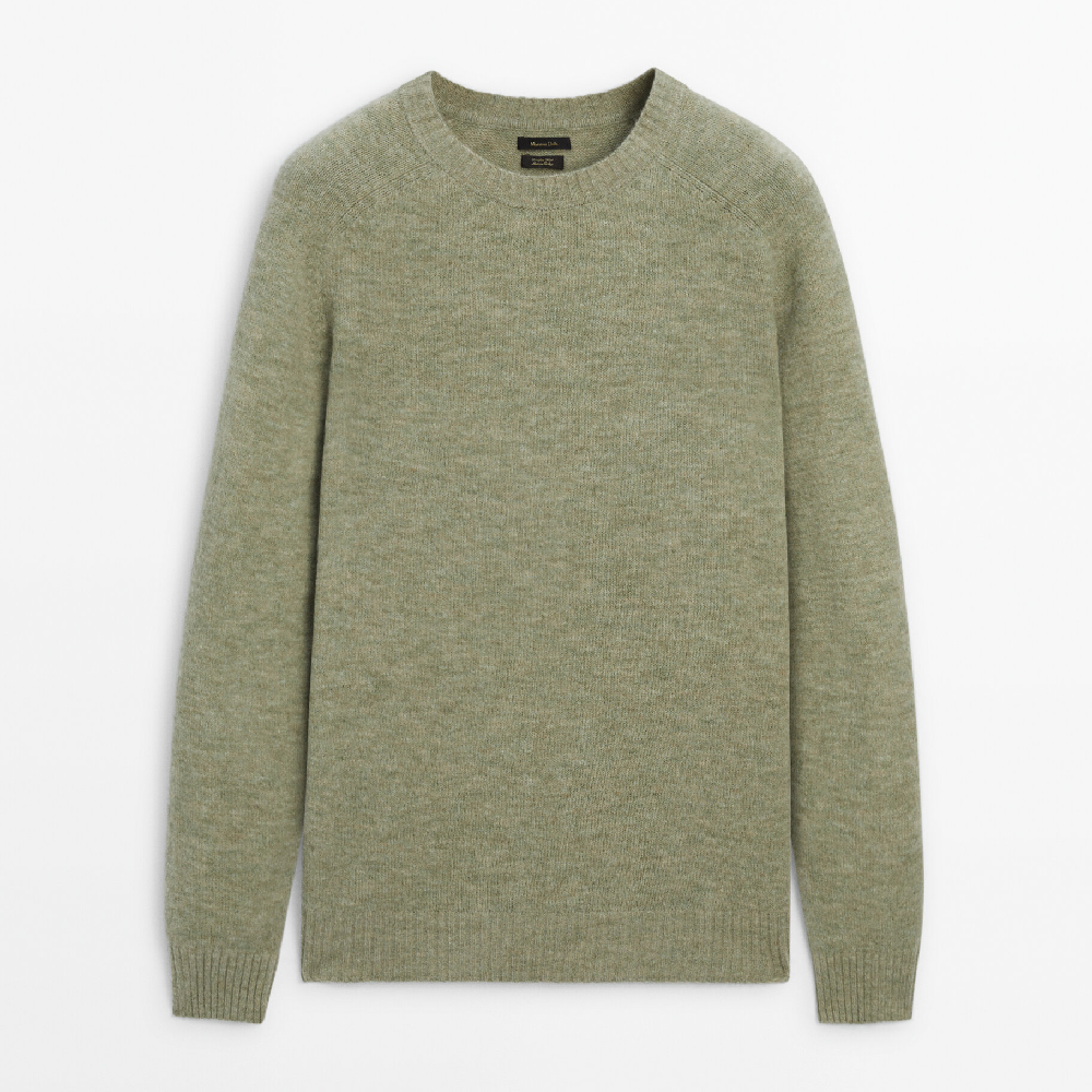 Свитер Massimo Dutti Brushed Wool Blend Knit, светло-зеленый свитер massimo dutti wool blend knit polo светло зеленый
