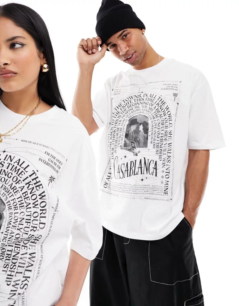 Черная оверсайз-футболка унисекс с лицензионным текстовым принтом Casablanca ASOS