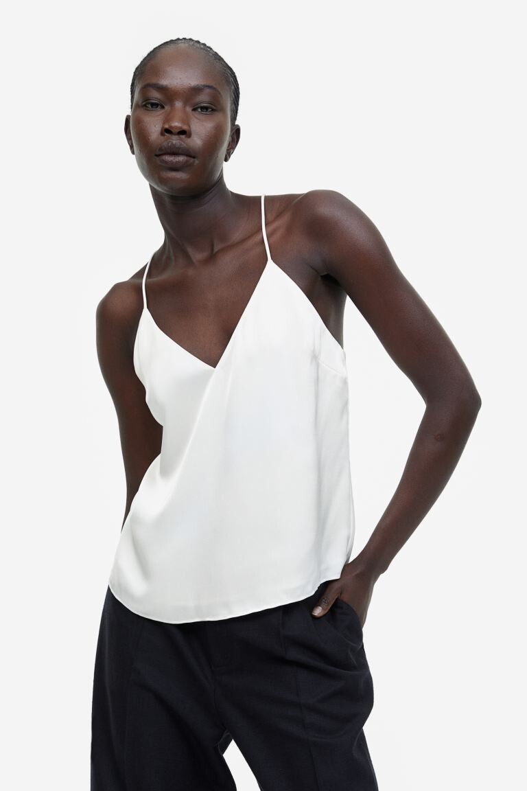 

Атласный топ на бретелях H&M, белый