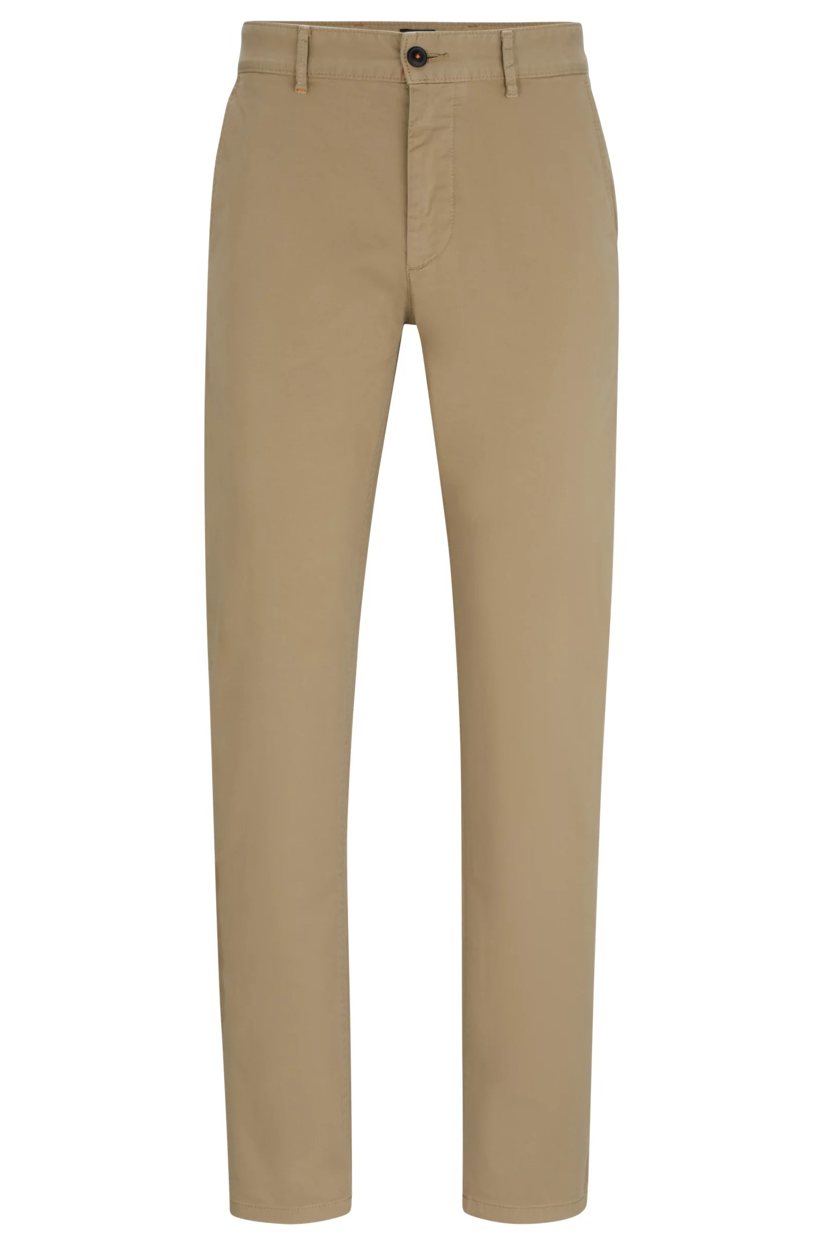 Брюки Boss Slim-fit In Stretch-cotton Satin, светло-коричневый брюки oysho stretch cotton check коричневый