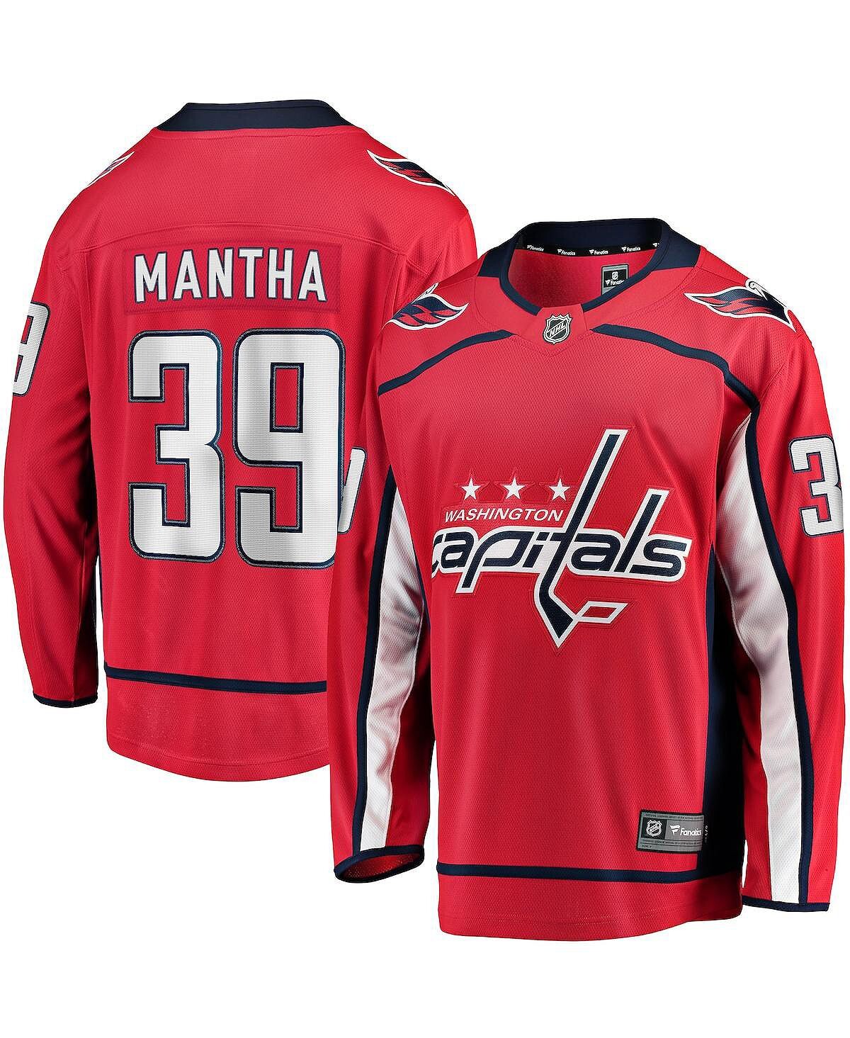 

Мужская фирменная футболка anthony mantha red washington capitals home premier breakaway player Fanatics, красный