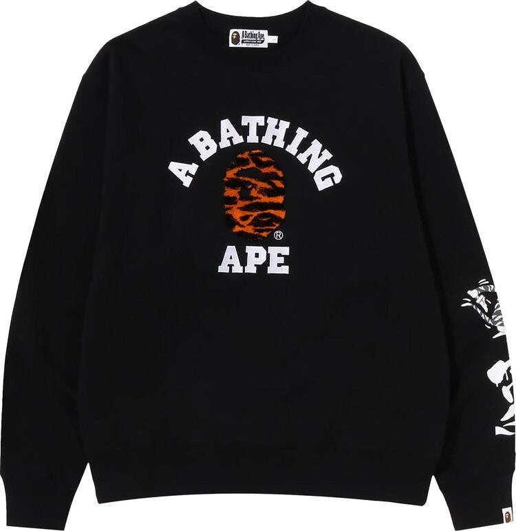 

Толстовка BAPE Tiger Camo College Relaxed Fit Crewneck 'Black', черный