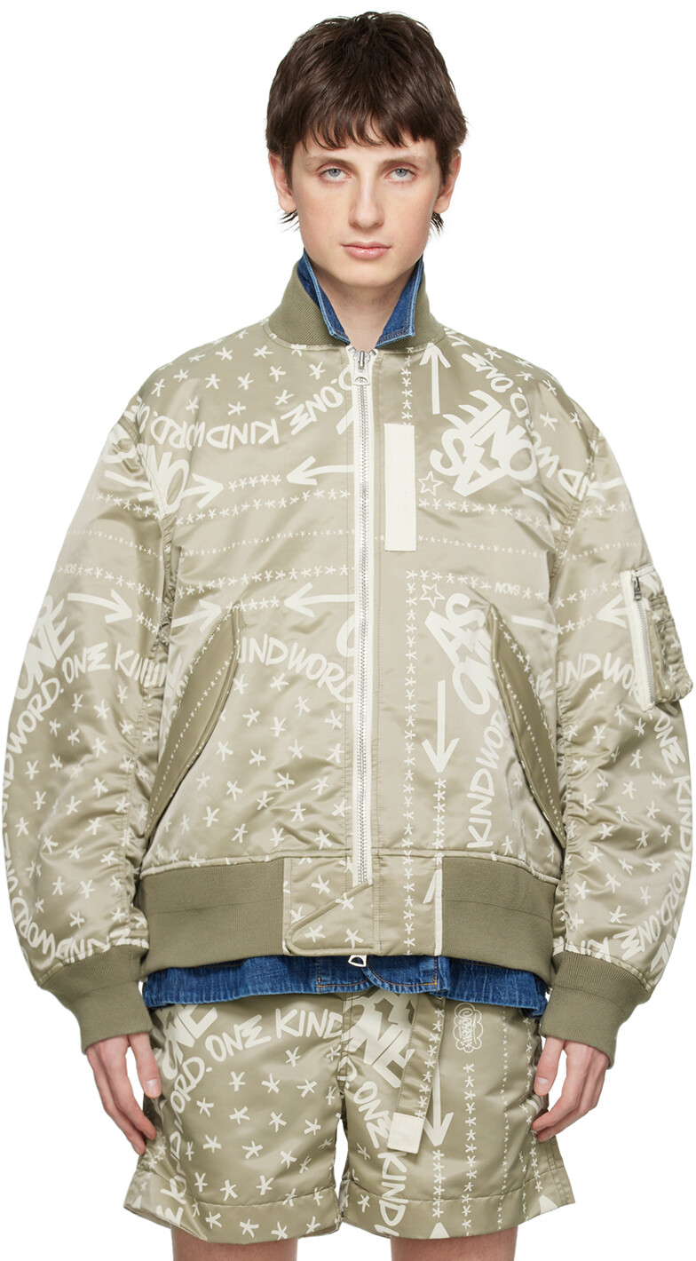 

Куртка-бомбер цвета хаки Eric Haze Edition с банданой и принтом sacai