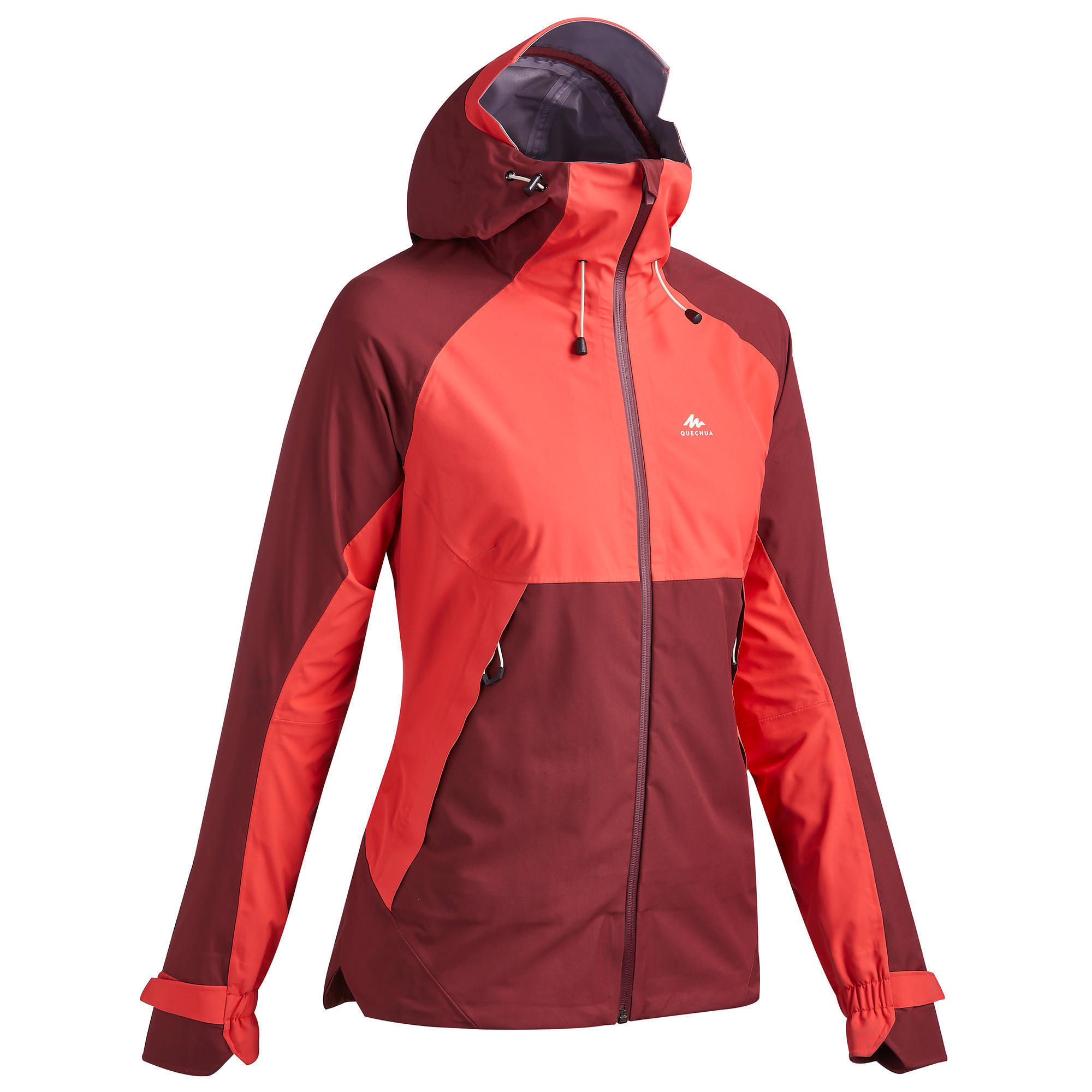 Куртка водонепроницаемая походная женская Quechua MH500, бордовый/коралловый куртка рубашка weekend offender arrow highway размер m бордовый коралловый