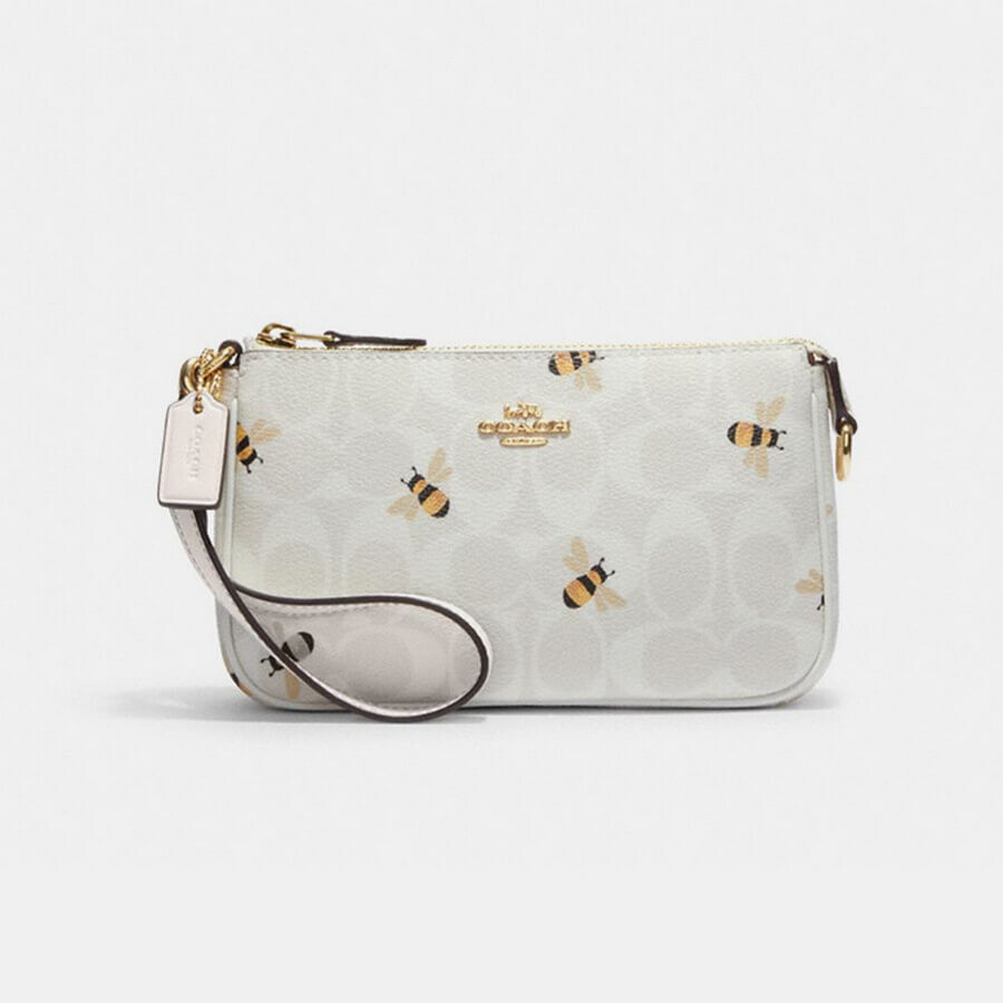

Сумка Coach Outlet Bee Print Nolita No. 19 Mini, серовато-белый/желтый/черный