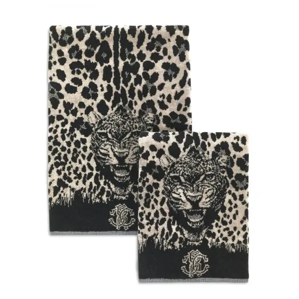 

Полотенце Roberto Cavalli Sand Sponge Bath Wild Jaguar 95×180, черный/бежевый