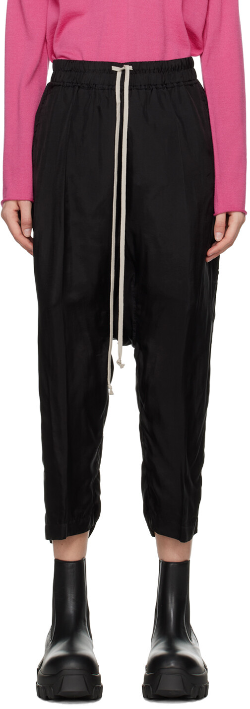 

Черные укороченные брюки для отдыха с кулиской Rick Owens, Черный