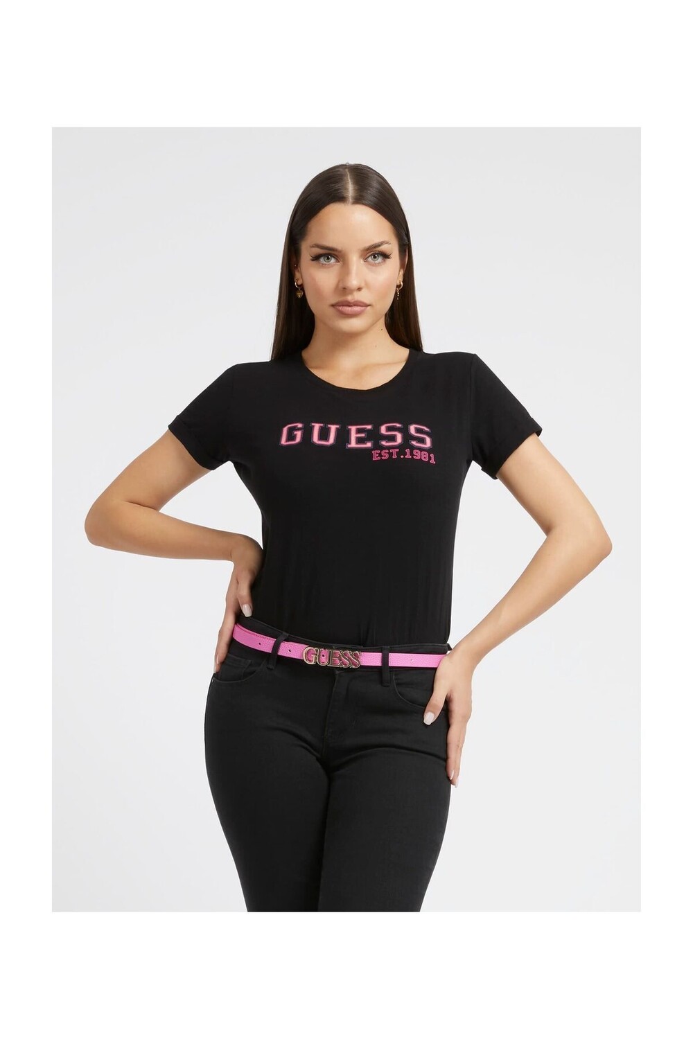 

ЖЕНСКАЯ ФУТБОЛКА СТАНДАРТНОГО КРОЯ SS CN Guess, черный