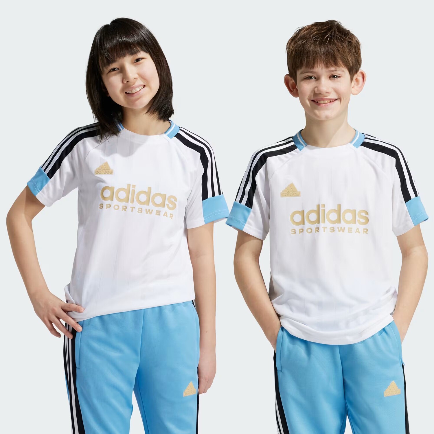 

Детская футболка Tiro Nations Pack Adidas, цвет White/Light Blue/Black/Hazy Beige