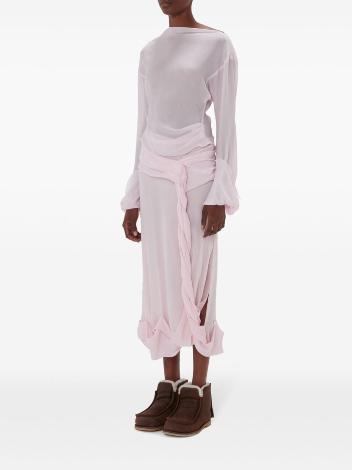 

JW Anderson прозрачный топ с длинными рукавами, розовый