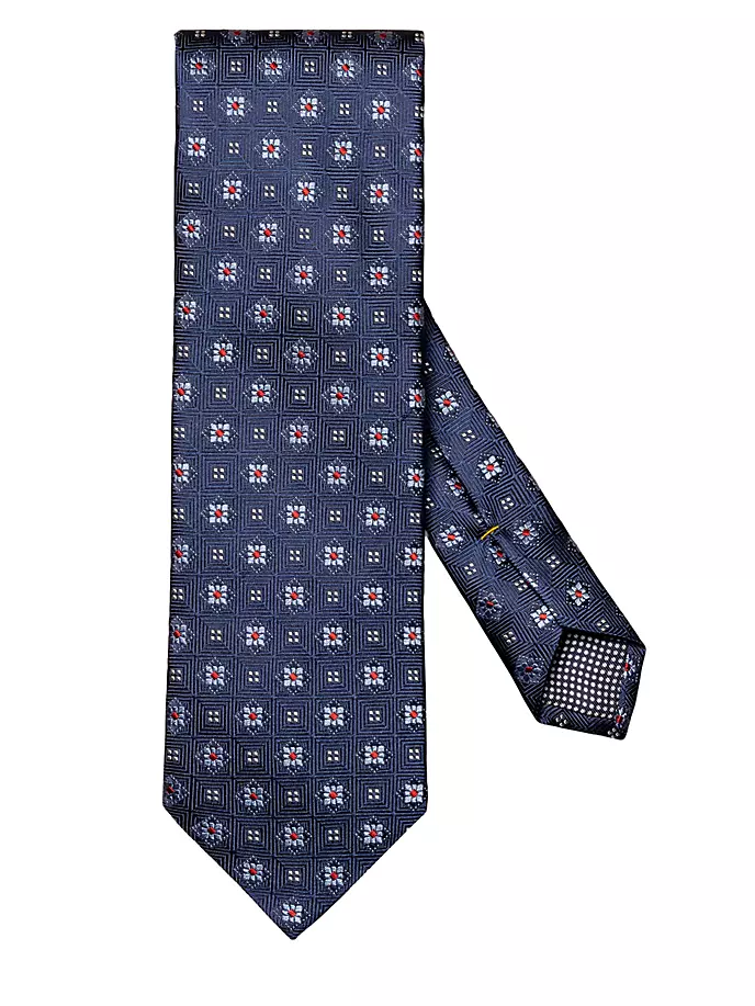 Шелковый галстук с геометрическим рисунком Eton, темно-синий темно синий шелковый галстук с геометрическим принтом chris