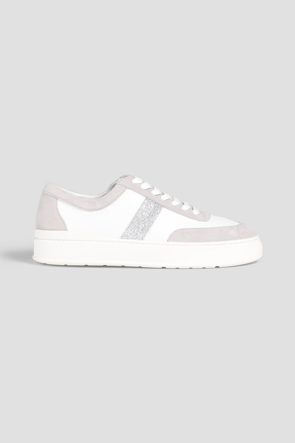 

Кроссовки Skater из блестящей кожи и замши Stuart Weitzman, белый