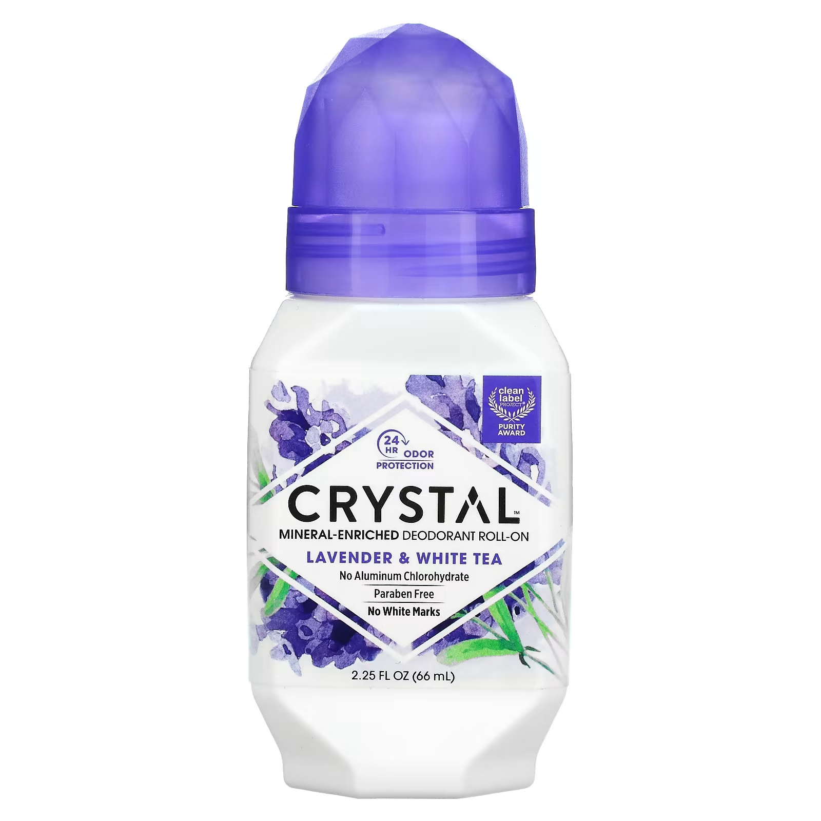 Шариковый дезодорант Crystal с лавандой и белым чаем, 66 мл crystal body deodorant натуральный шариковый дезодорант с ромашкой и зеленым чаем 2 25 жидкой унции 66 мл