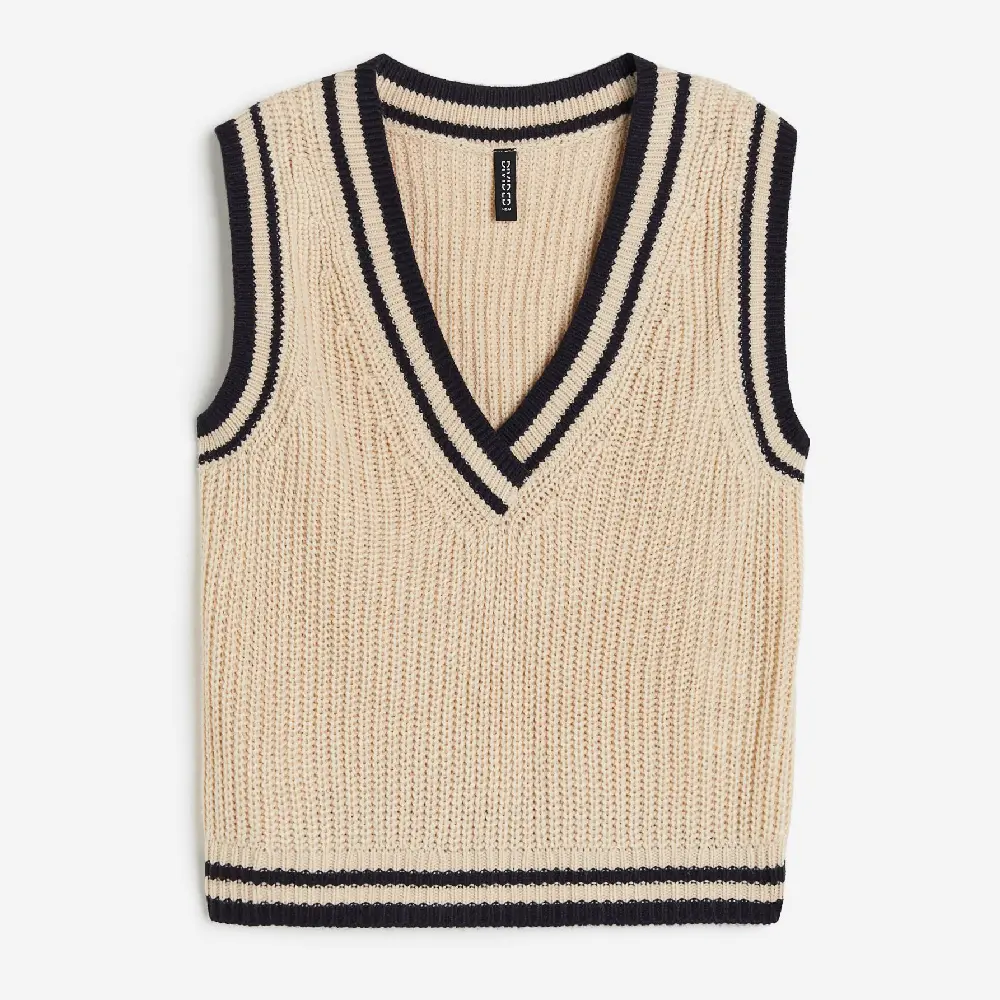

Жилет H&M Rib-knit Sweater, бежевый/черный