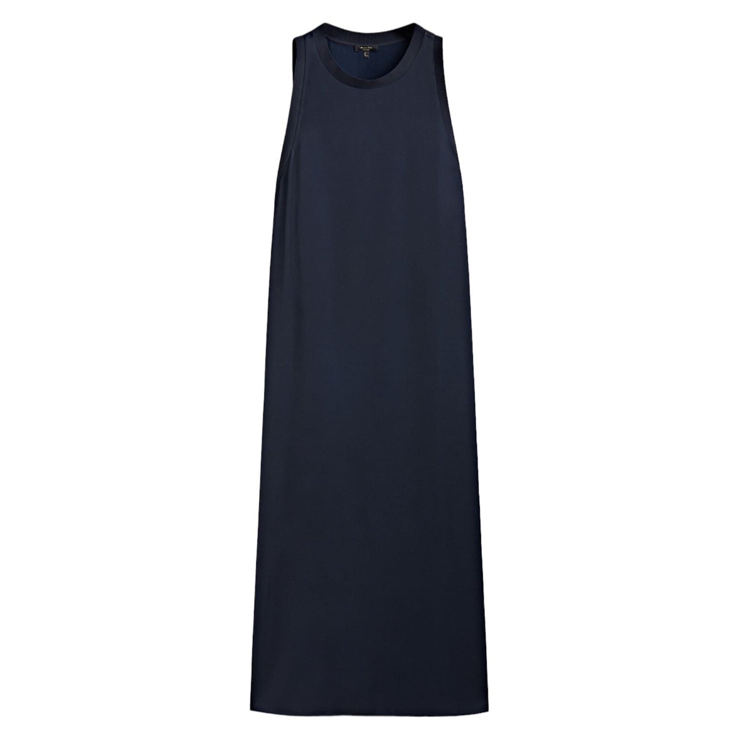 

Платье Massimo Dutti Satin Midi With Ribbed Detail, темно-синий