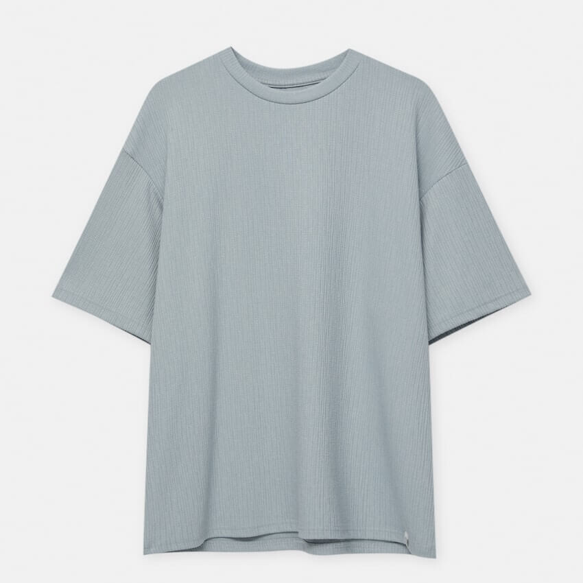 

Футболка Pull&Bear Plush Boxy-fit, бледно-голубой, Синий