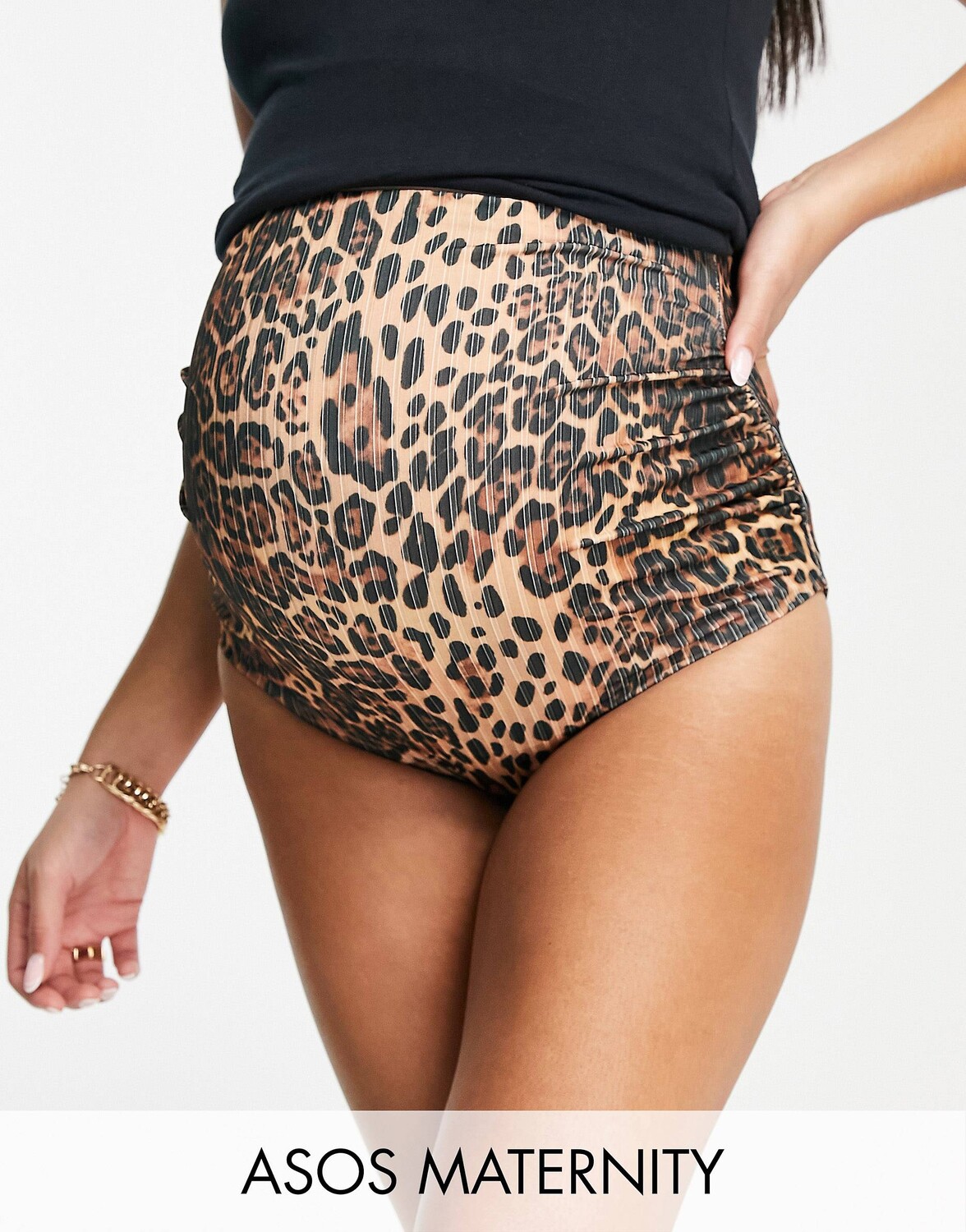 

Плавки бикини с завышенной талией и леопардовым принтом ASOS DESIGN Maternity Mix and match, Серый