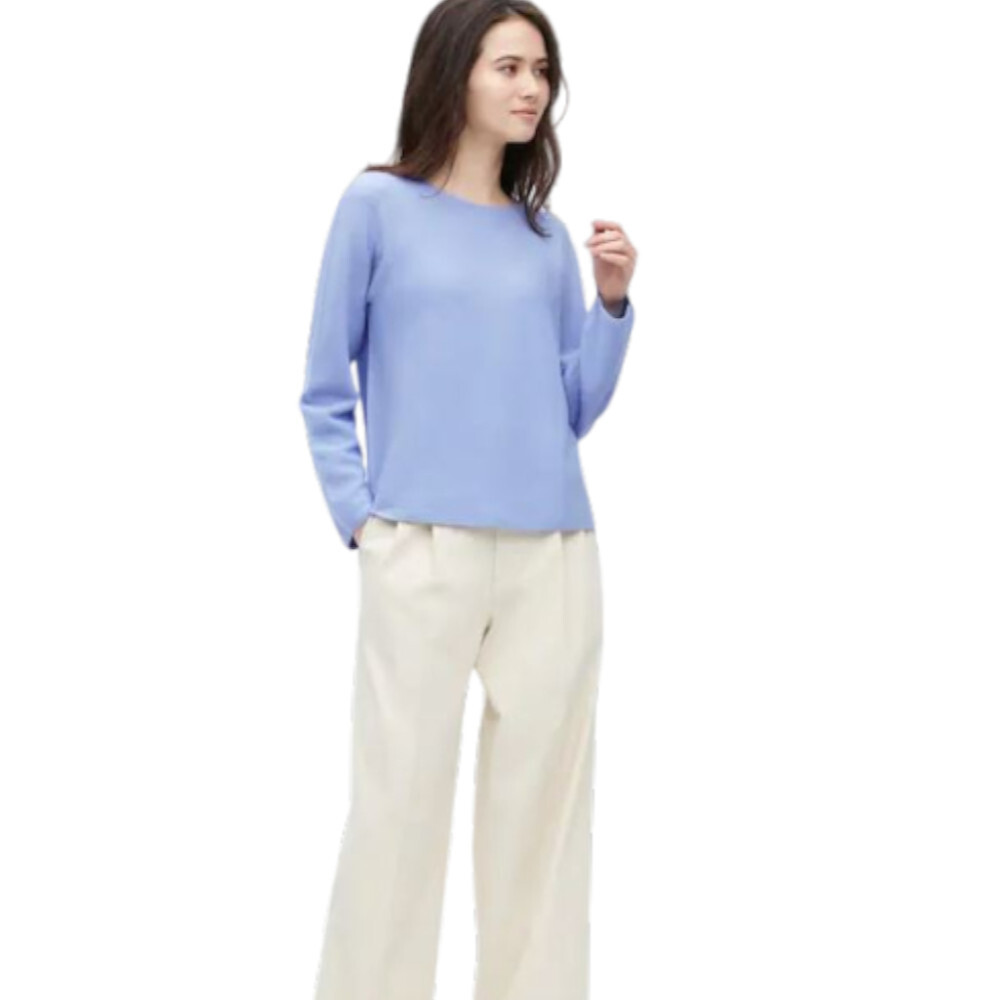 

Джемпер вязаный бесшовный хлопковый с круглым вырезом Uniqlo 3d Knit Seamless Cotton Crew Neck, синий