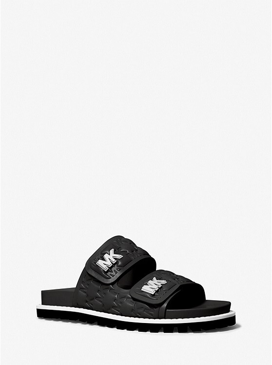 

Шлепанцы Michael Michael Kors Stark Logo Embossed Faux Leather Slide, чёрный