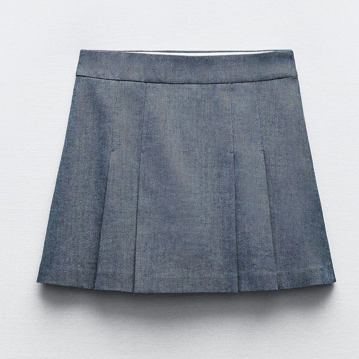 Юбка Zara Culottes With Pleated Detail, серо-синий юбка шорты zara crossover culottes светло зеленый