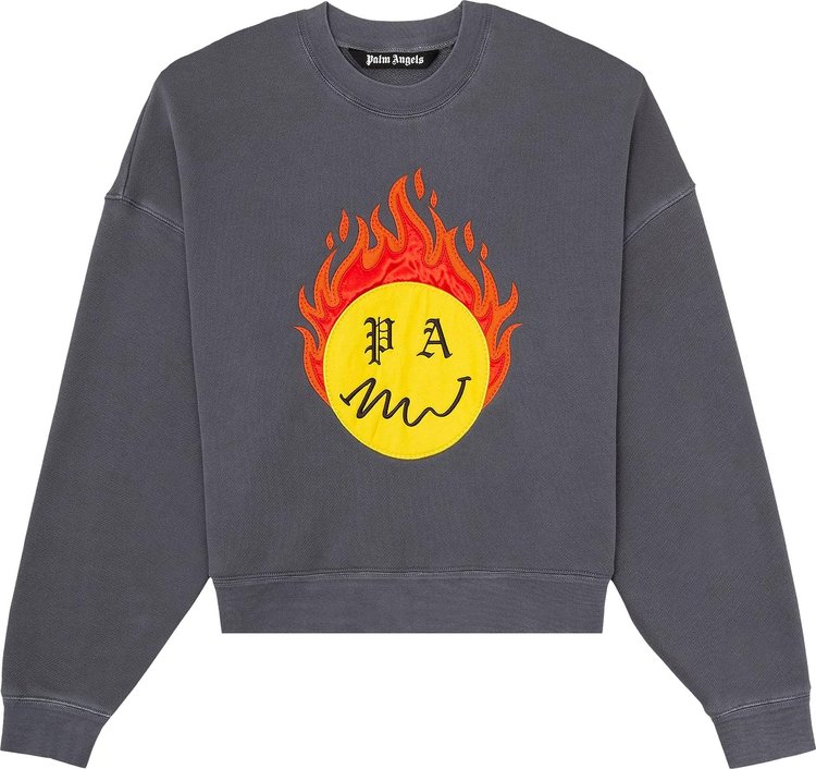 Толстовка Palm Angels Burning Head Crewneck 'Black/Yellow', черный - фото