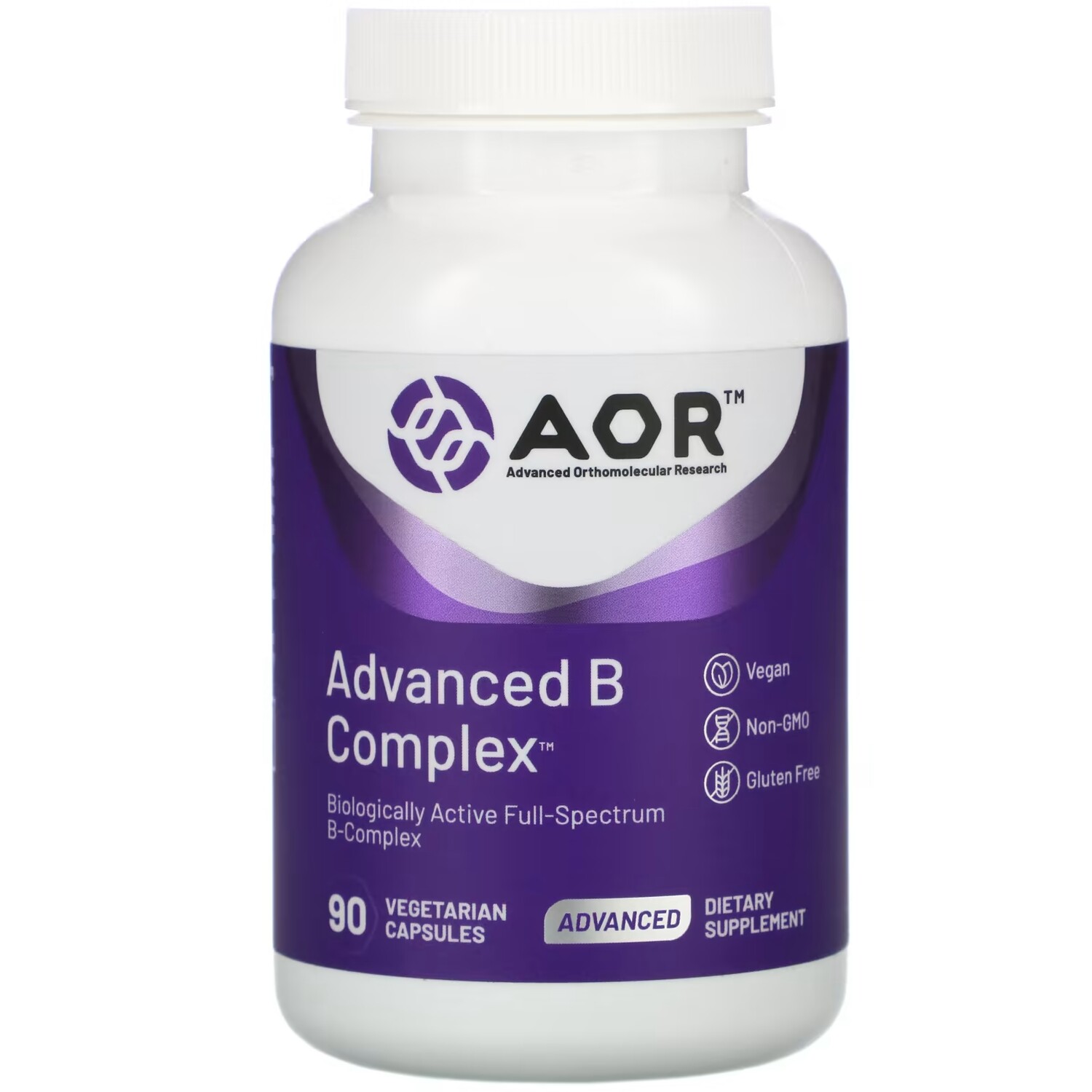 

Улучшенный Комплекс Витаминов Группы В Advanced Orthomolecular Research AOR, 90 растительных капсул