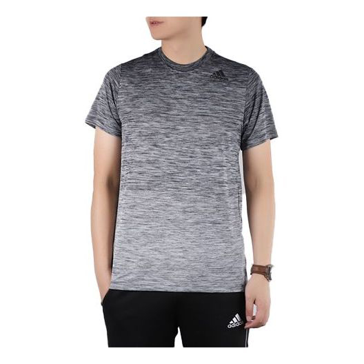 Футболка Adidas Gradient Tee Training Sports Round Neck Pullover Short Sleeve Metallic Black, Черный/Серый