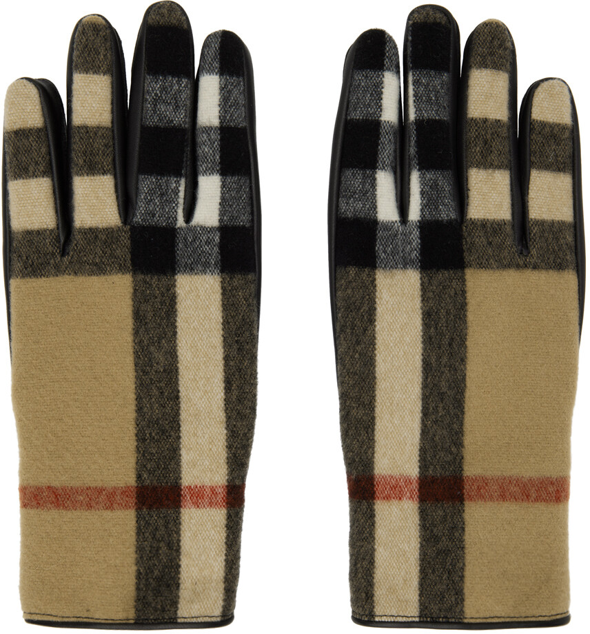 

Желто-коричневые перчатки в винтажную клетку Burberry