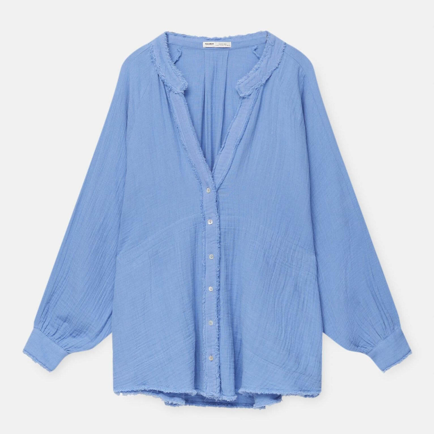 

Рубашка Pull&Bear Rustic Oversized, светло-голубой