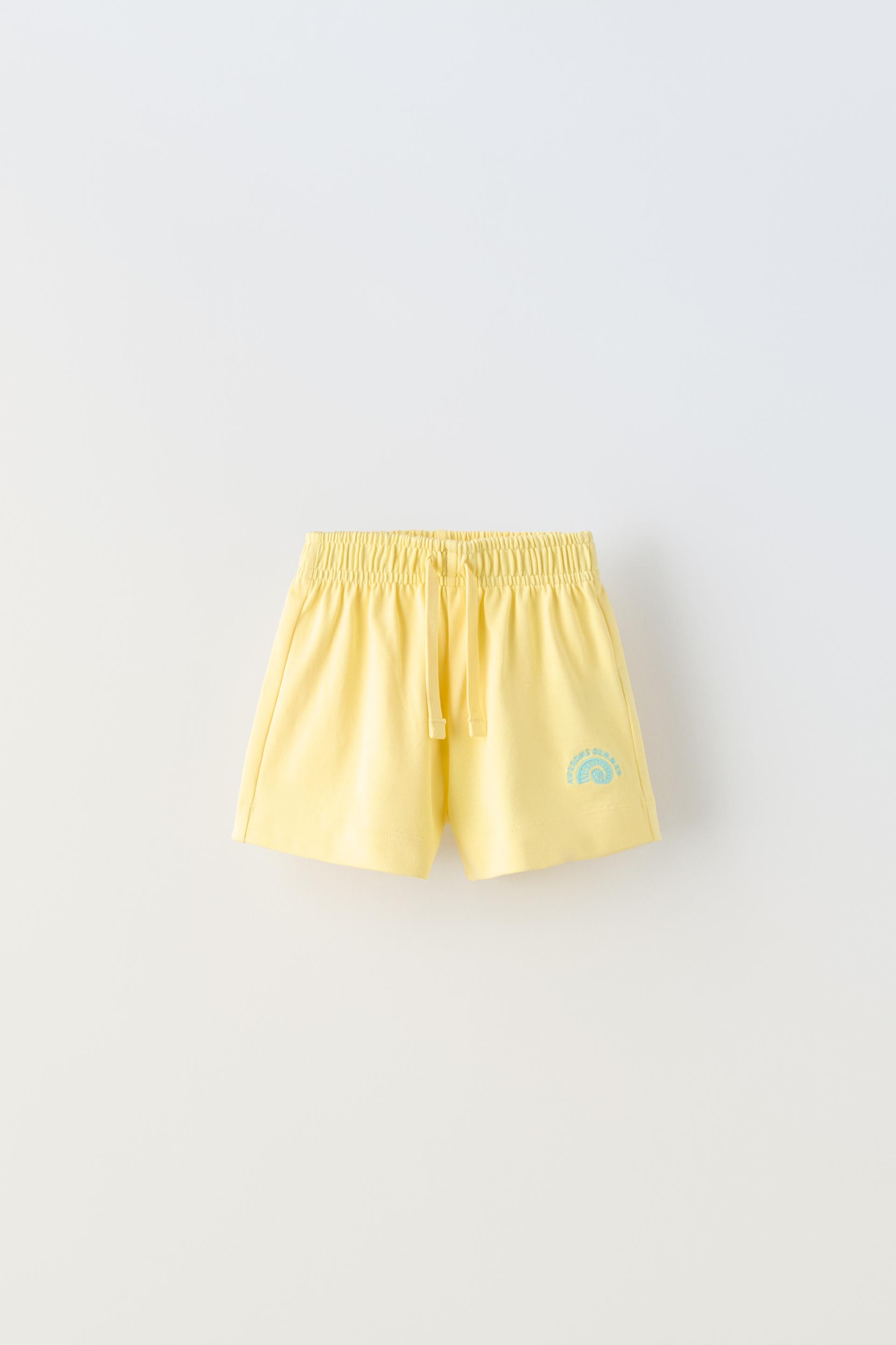 Шорты Zara Plush Bermuda, желтый шорты с аппликациями на 9 12 месяцев
