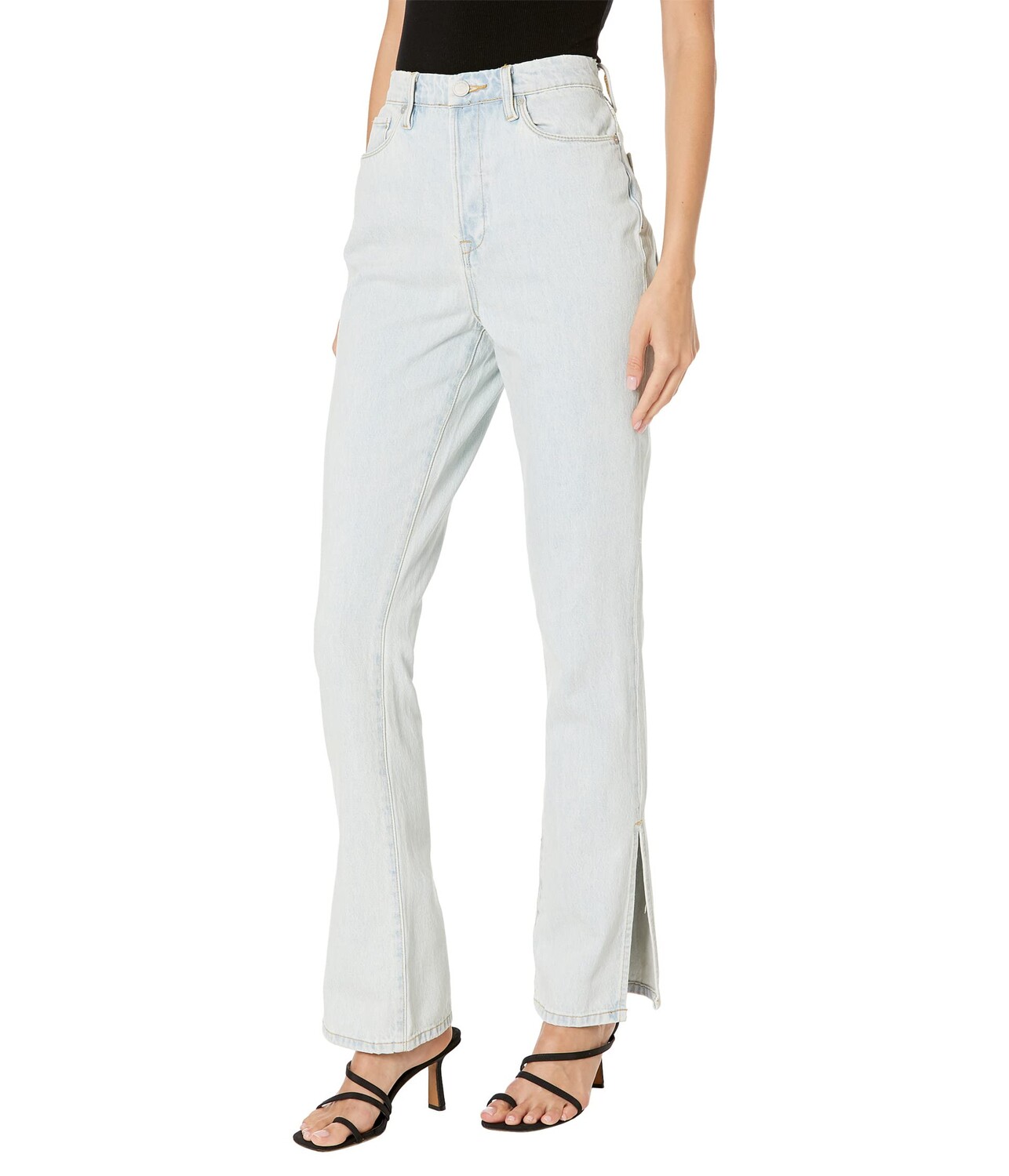 

Джинсы Blank NYC, The Cooper Straight Leg Light Wash Five-Pocket Jeans with Slit Detail in Super Power