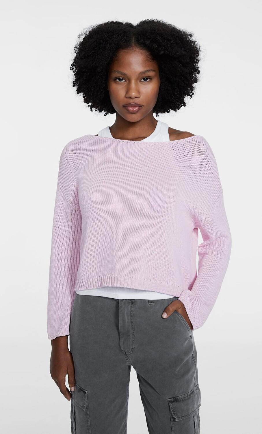 

Свитер с прямыми рукавами Stradivarius, розовый